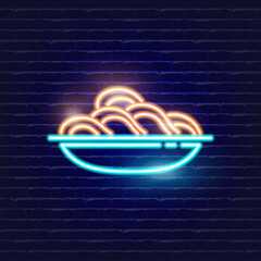 Plate noodles neon icon. Glowing Vector illustration icon for mobile, web and menu design. Food concept