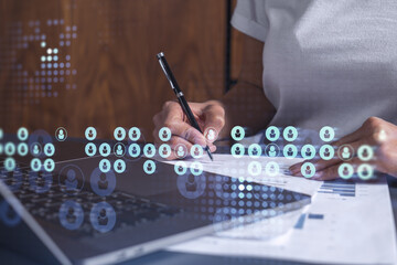 A potential employee signing the contract to boost her career and gain new opportunities in...