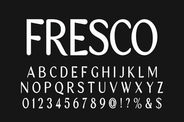 vintage font, dark black background, vector alphabet, letters and numbers