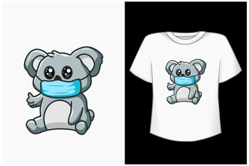 Mockup cute koala cartoon illustration