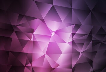 Dark Pink vector shining triangular backdrop.
