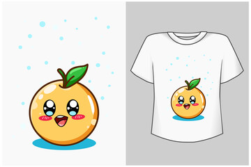 Mockup little happy orange cartoon illustration