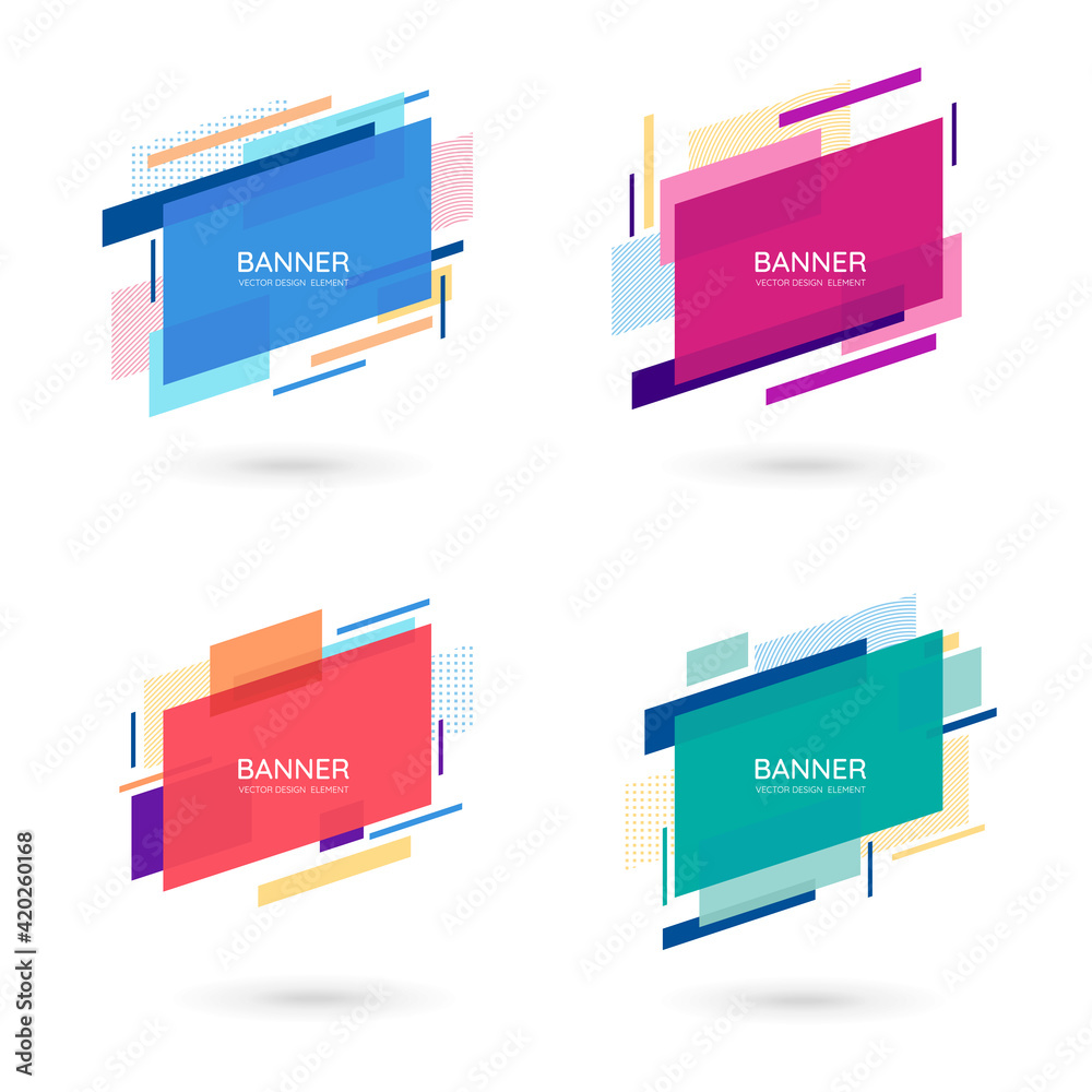 Fototapete modern abstract vector banners. flat geometric shapes of different colors with text space.