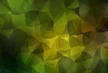 Dark Green, Yellow vector shining triangular backdrop.