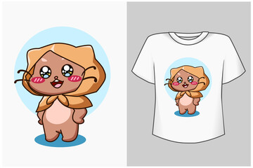 Mockup cute cat cartoon illustration