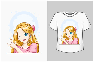 Mockup beautiful princess cartoon illustration