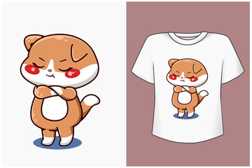 Mockup cute and angry cat cartoon illustration