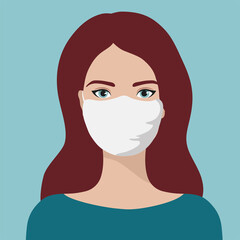 Woman in a medical mask. Vector flat illustration