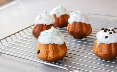 Rum baba is a confection made of sweet yeast dough.
