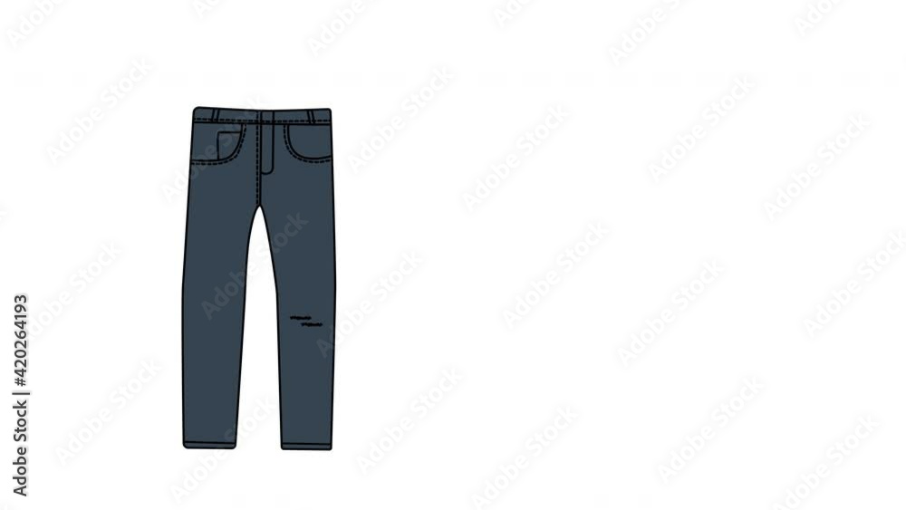 Wall mural seamless loop animation of jeans. copy space. alpha channel.