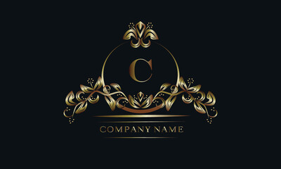 Elegant bronze monogram with the letter C. Exquisite business sign, identity for a hotel, restaurant, jewelry.