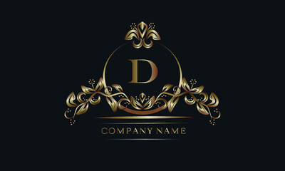 Elegant bronze monogram with the letter D. Exquisite business sign, identity for a hotel, restaurant, jewelry.