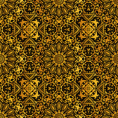 Dark Tone golden Color Seamless Pattern with mandala.Seamless Background design.Ornamental design.Floral pattern tiles.