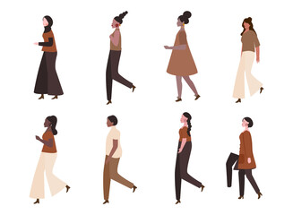 A group of women who are with various clothing, fashion and culture