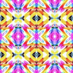 Shibori Pattern. Mexican Motif. Yellow Watercolor