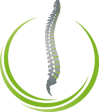 Wirbelsäule und Kreise, Rücken, Orthopädie und Massage Logo