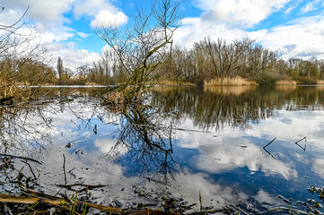 Ricklinger gravel ponds in Hanover Germany in springtime