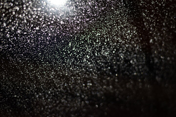 Blurred background with raindrops and lights.