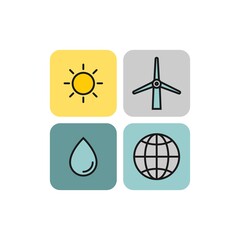 Power and energy flat vector icons set