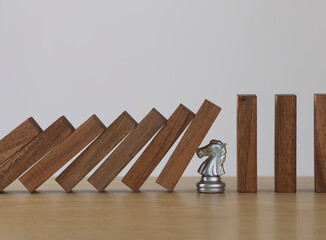 Crisis management, risk management, crisis solving or problem solving concept. Knight chess...