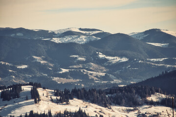 Morning in the snowy mountains