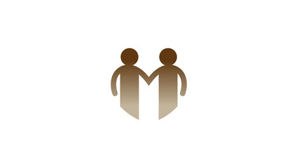 Creative Brown Couple Two Person People Familly Husband Mother Logo Vector Icon Design Symbol Illustration