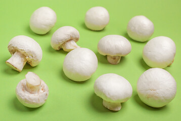 Mushrooms. Peeled fresh champignons on the table.