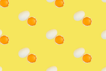 Pattern with eggs on the yellow background