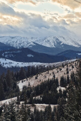 snow covered mountains