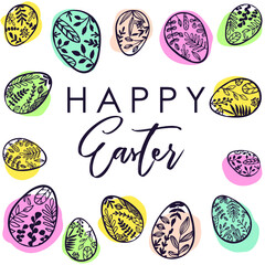 Easter. Easter eggs. Trendy vector art template suitable for social media posts, mobile apps, banners design. Spring holidays. Happy Easter