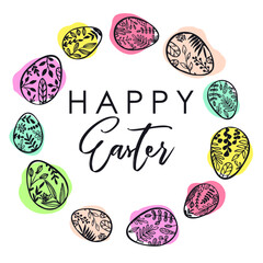 Easter. Easter eggs. Trendy vector art template suitable for social media posts, mobile apps, banners design. Spring holidays. Happy Easter