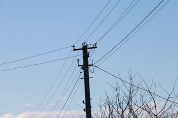 Old power lines in the sky