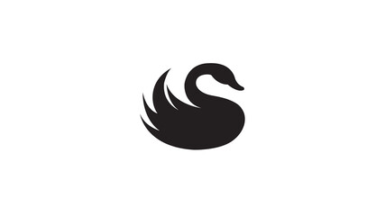 Creative Black Swan Logo Vector Design Minimal Shape Illustration