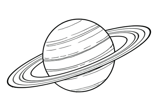 Drawing of Saturn - hand sketch of planet of the Solar System