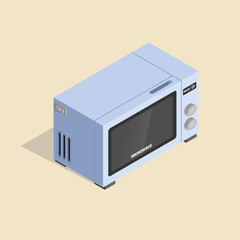 Isometric image of a domestic modern microwave.