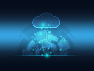 abstract futuristic blue cloud and big data technology background