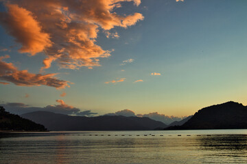 sunset over the lake