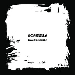 White isolated scribble shape. Stain vector texture. Splattered dirty design element for grungy effect. Distress dust overlay shape. Doodle style sketched strokes