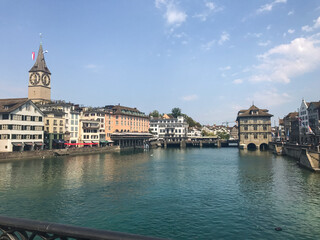 Fototapeta na wymiar Zurich, Switzerland. The center of the city is crossed by the river limat 