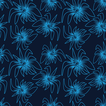 Seamless pattern with flower vector Illustration, batik style 