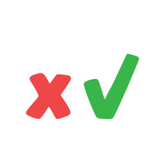 Obraz premium Checkmark vector icons. Green Tick and red x check marks. Grungy hand drawn style. Accepted and rejected symbols.
