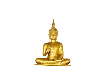 Golden buddha on a white background