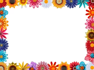 Zelfklevend Fotobehang trendy colorful spring summer flower border with room for text © chris