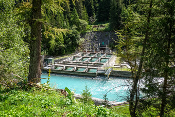 Naklejka premium hydroelectric power plant on Doron river in Vanoise national Park valley, France