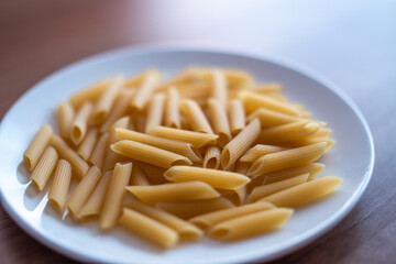 Dried penne pasta