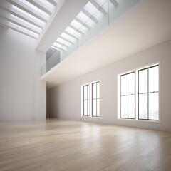 Empty modern interior room 3d illustration