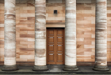 Columns and facade with door