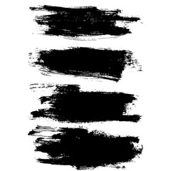 Set of vector brush strokes. Dirty ink texture splatters. Grunge rectangle text boxes.	
