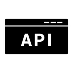 Api Code Icon isolated on white background flat style. Api Code Symbol for your Web Site design, Logo, App, UI. Vector Illustration.