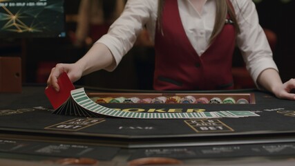 Croupier gambling table in casino